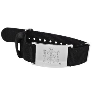 Black nylon strap with stainless steel disc