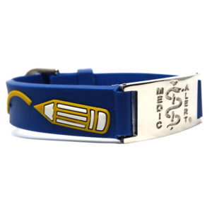 Child’s Rubber Strap – Blue with Pencils