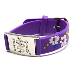 Child’s Rubber Strap – Purple with Daisies, Bee and Butterfly