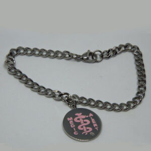 Stainless Steel Charm bracelet, with Plain, Red, Black or Pink logo