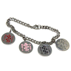 Stainless Steel Charm bracelet, with Plain, Red, Black or Pink logo