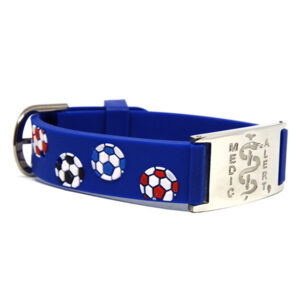 Child’s Rubber Strap – Blue with Soccer balls